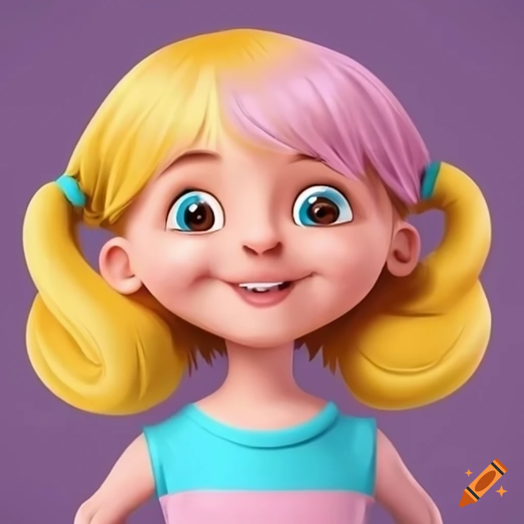 Cartoon kids gleefully smiling in pastel color outfits on Craiyon