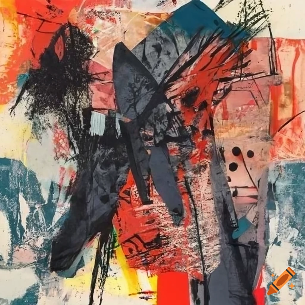 Mixed - media collage abstract painting in the style mark bradford ...
