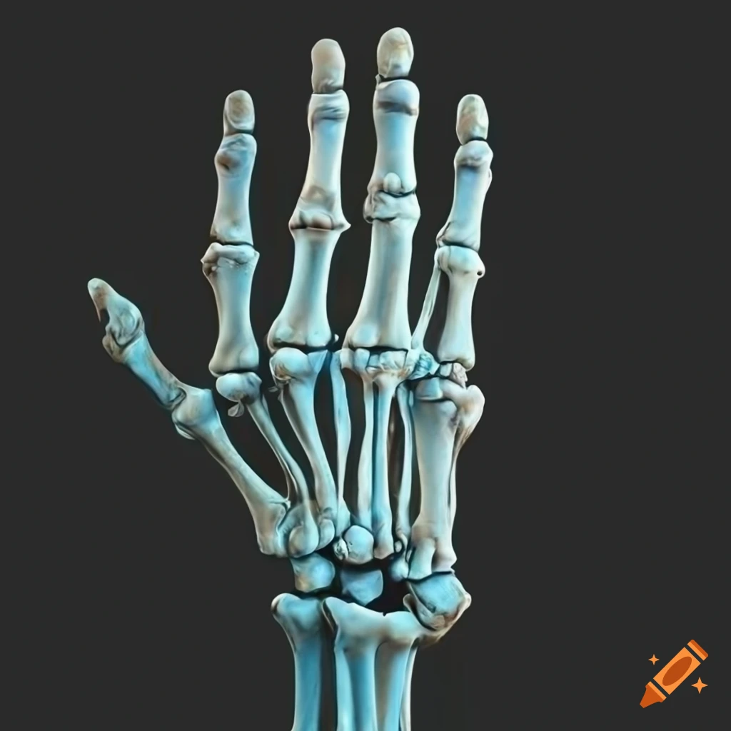Artistic depiction of skeleton hands on Craiyon