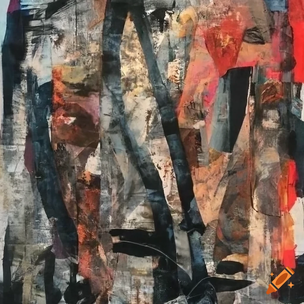 Mixed - media collage abstract painting in the style mark bradford ...