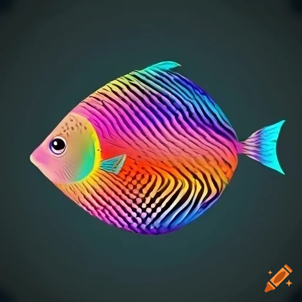 Wave pattern with colourful fish