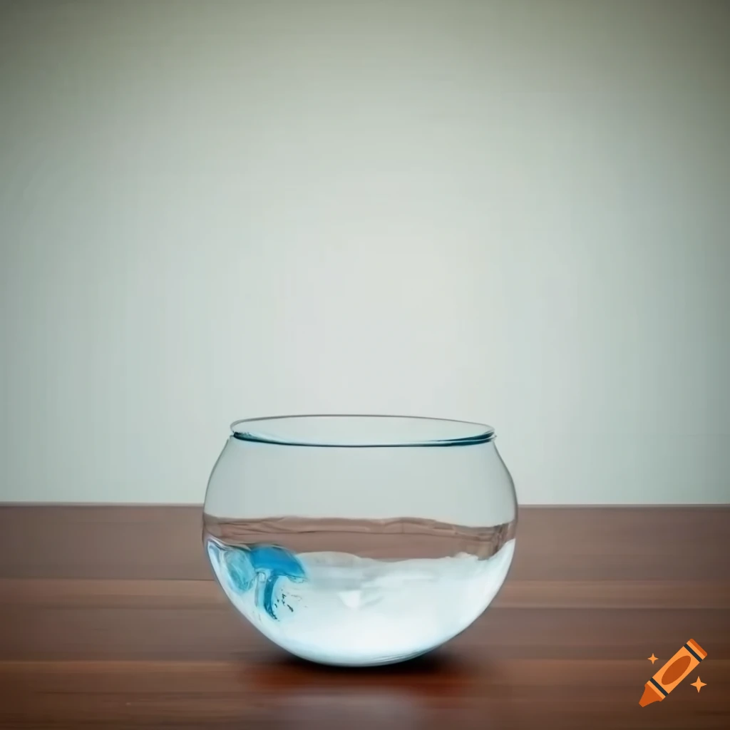 Large empty room with an empty fish bowl on a small table on Craiyon