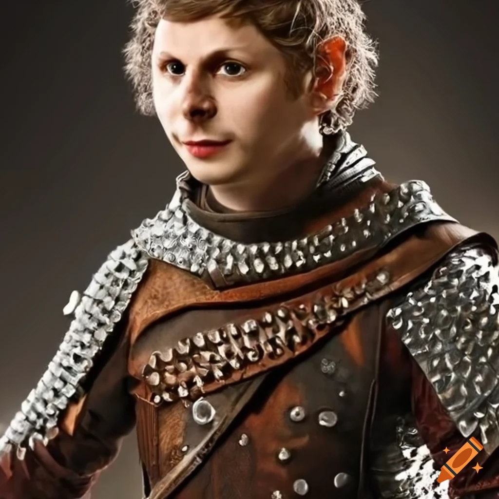 Actor michael cera as a halfling thief in studded leather armor on