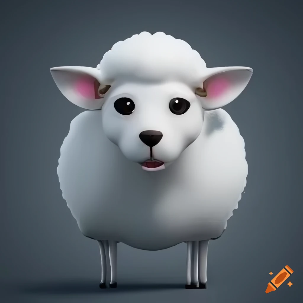 Cute and beautiful full white sheep, 3d render, high-quality artwork ...