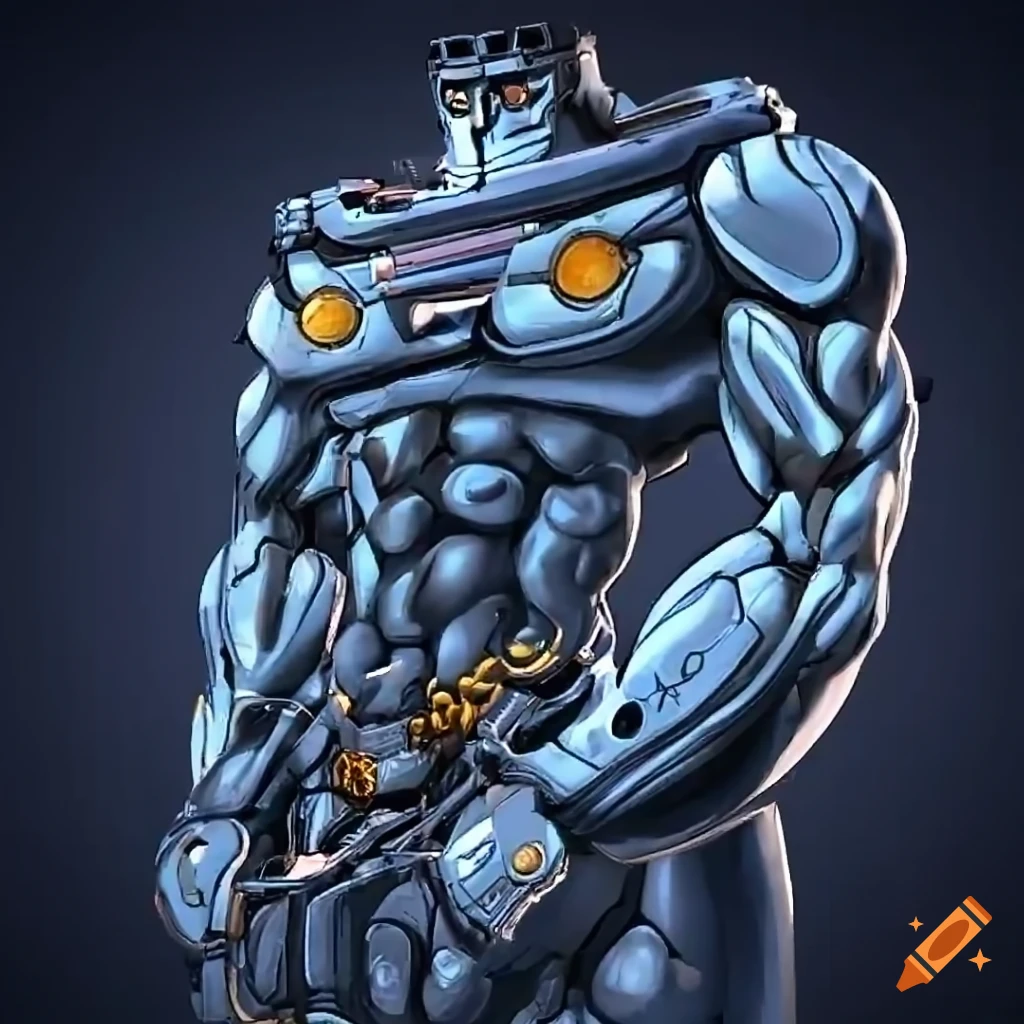 Make a jojo bizarre adventure stand that is muscular, robotic with