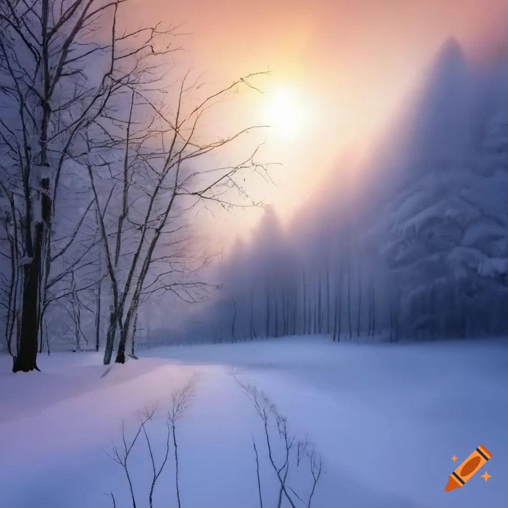Winter sun on a snowy landscape
