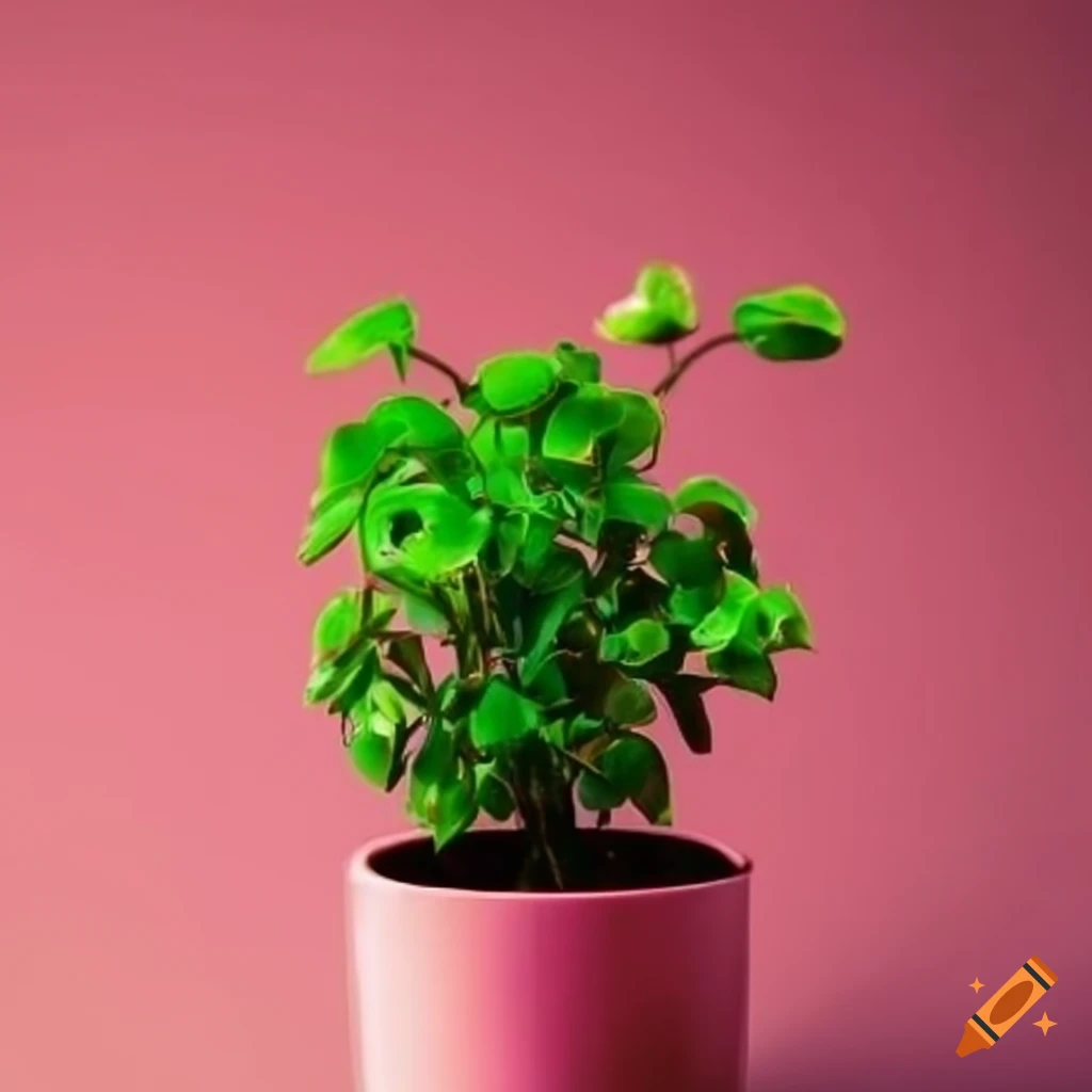 small green leafy plant in a pink ceramic pot