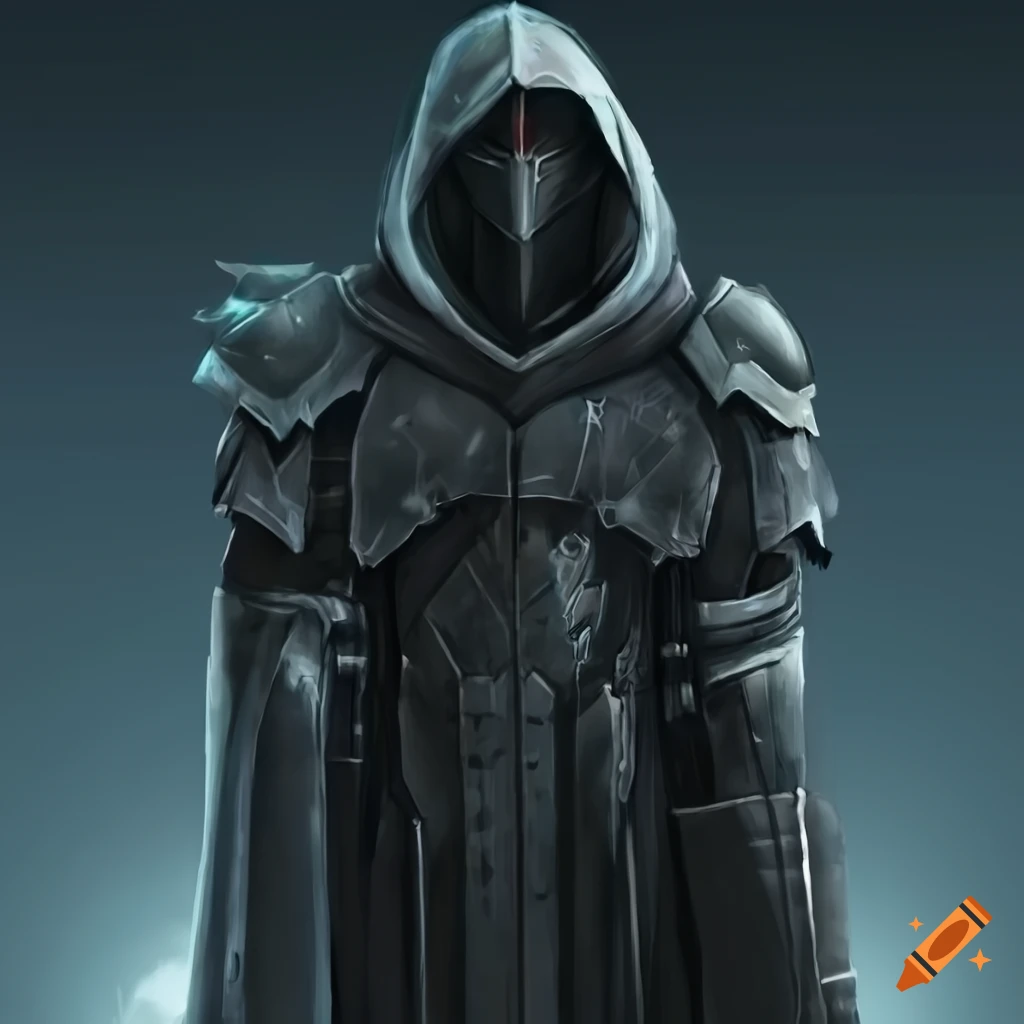 Sci fi hooded knight on Craiyon