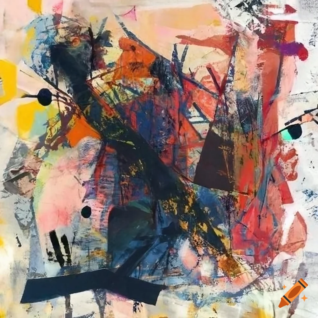 Mixed - media collage abstract painting in the style mark bradford ...