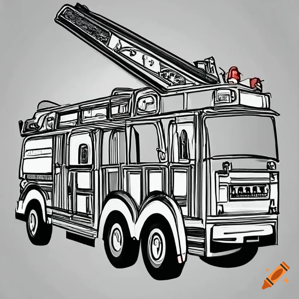 sketch of a fire truck with hatching vector Stock Vector Image & Art - Alamy