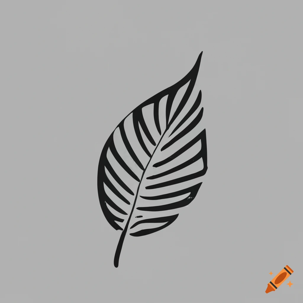Simple leaf stencil art in monochrome on Craiyon