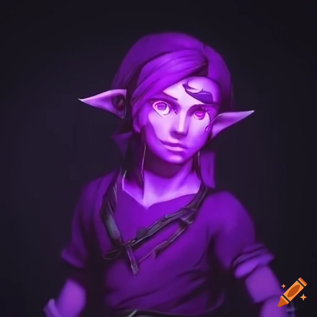 Purple link from the legend of zelda, only purple colored, epic