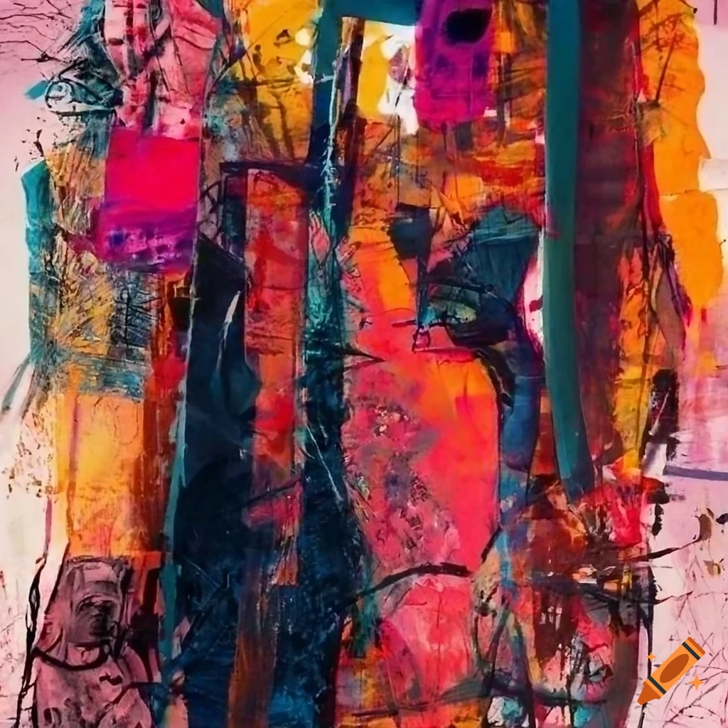 Mixed - media collage abstract painting in the style mark bradford ...