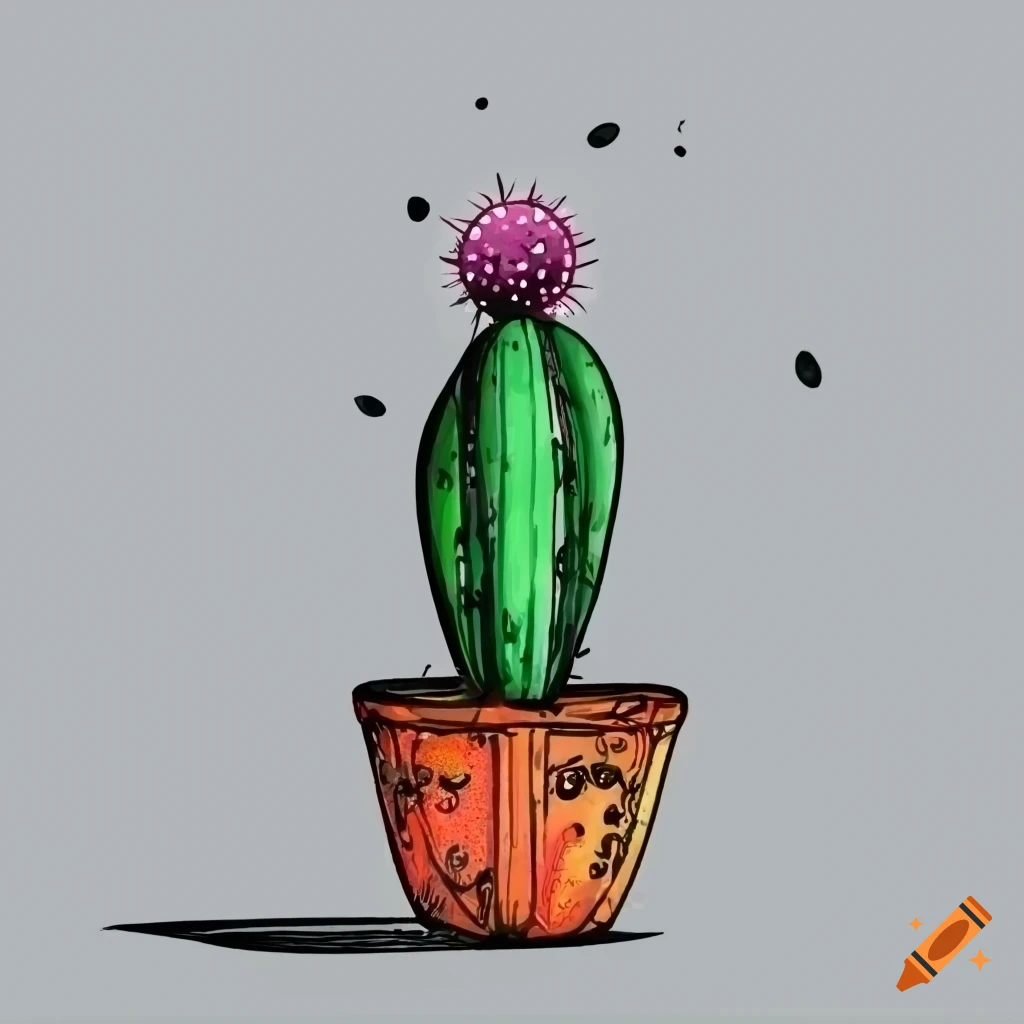 Image result for potted cactus drawing