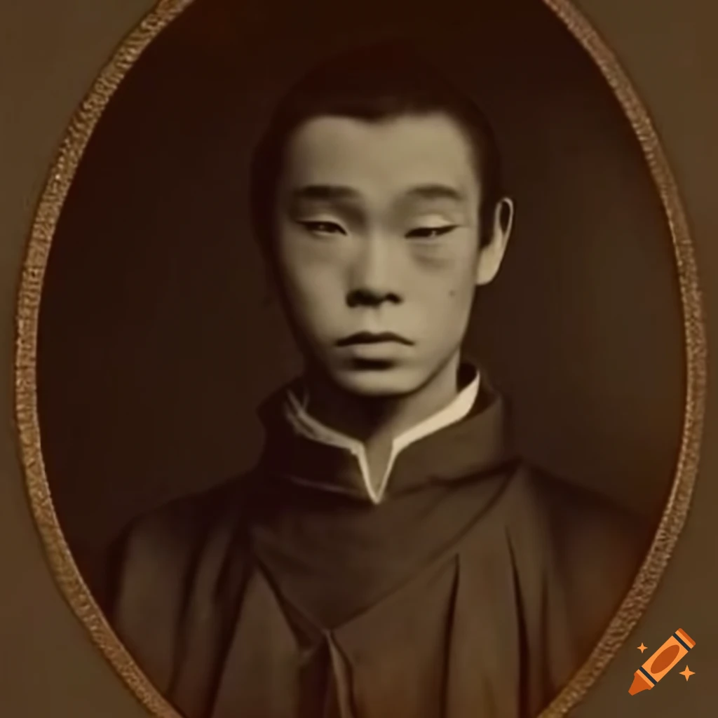 photo of zuko from avatar, gentle expression, 1850s Calotype, black and white