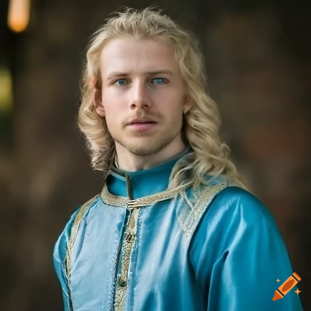 Medieval Lord, Blonde Hair, Light Blue Clothes, Even Face, Man, Green ...