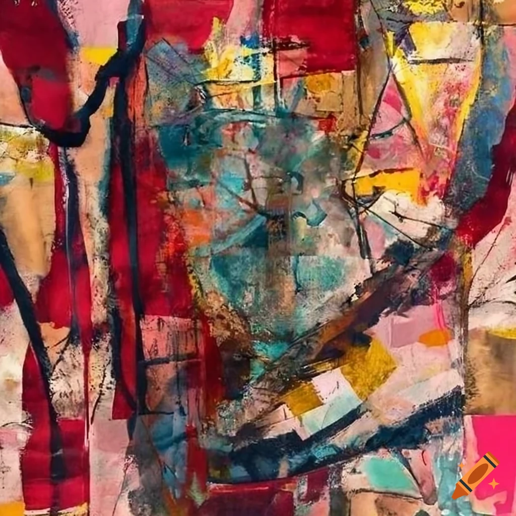 Mixed - media collage abstract painting in the style mark bradford ...