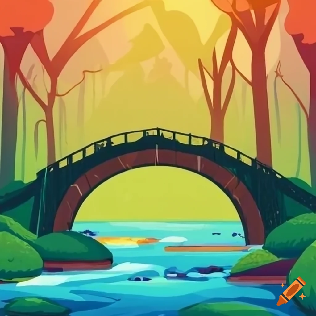 Forest bridge and river on Craiyon