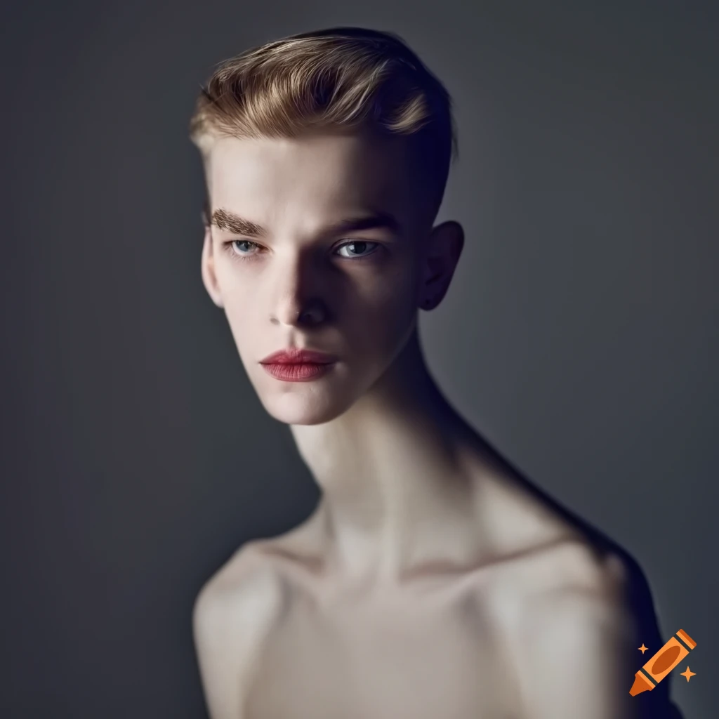 Young man long neck 60s bold portrait on Craiyon