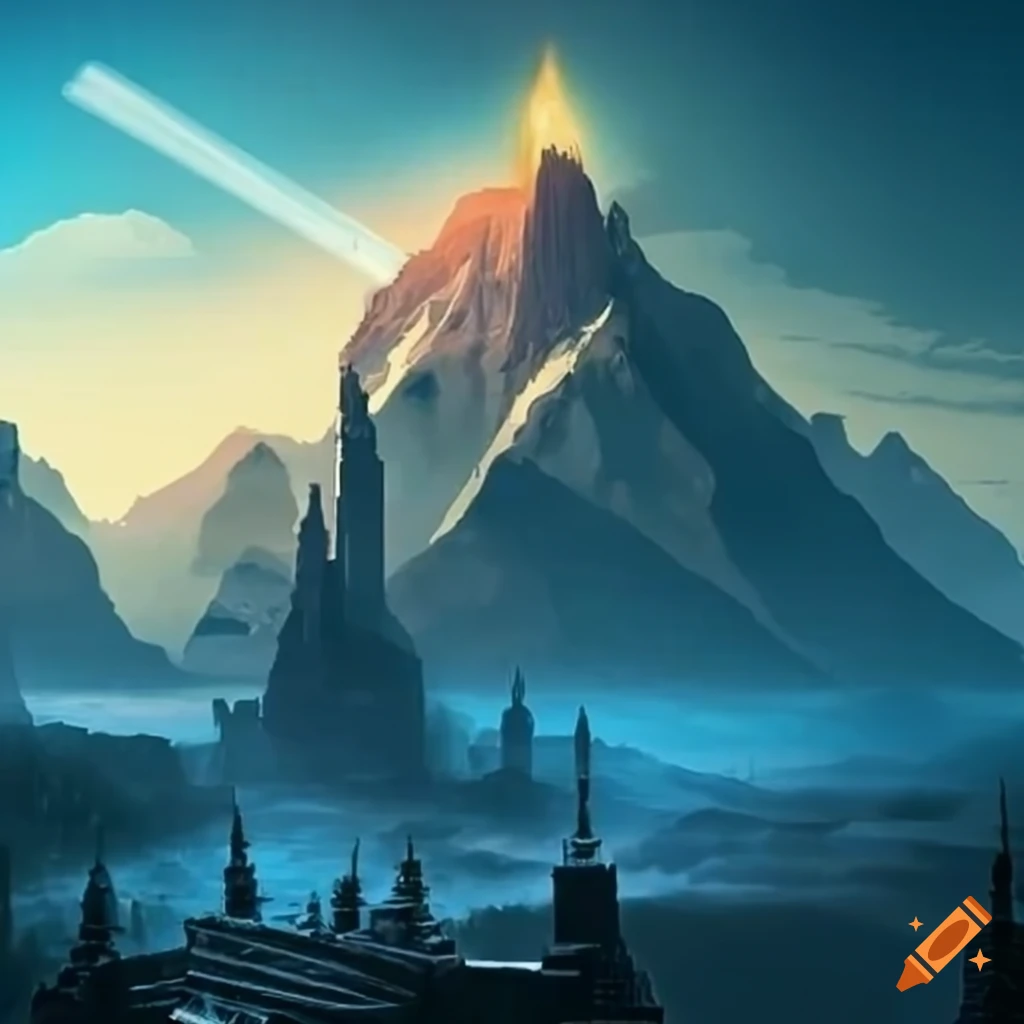 City of the gods on the mountain peaks, with a portal to other worlds ...