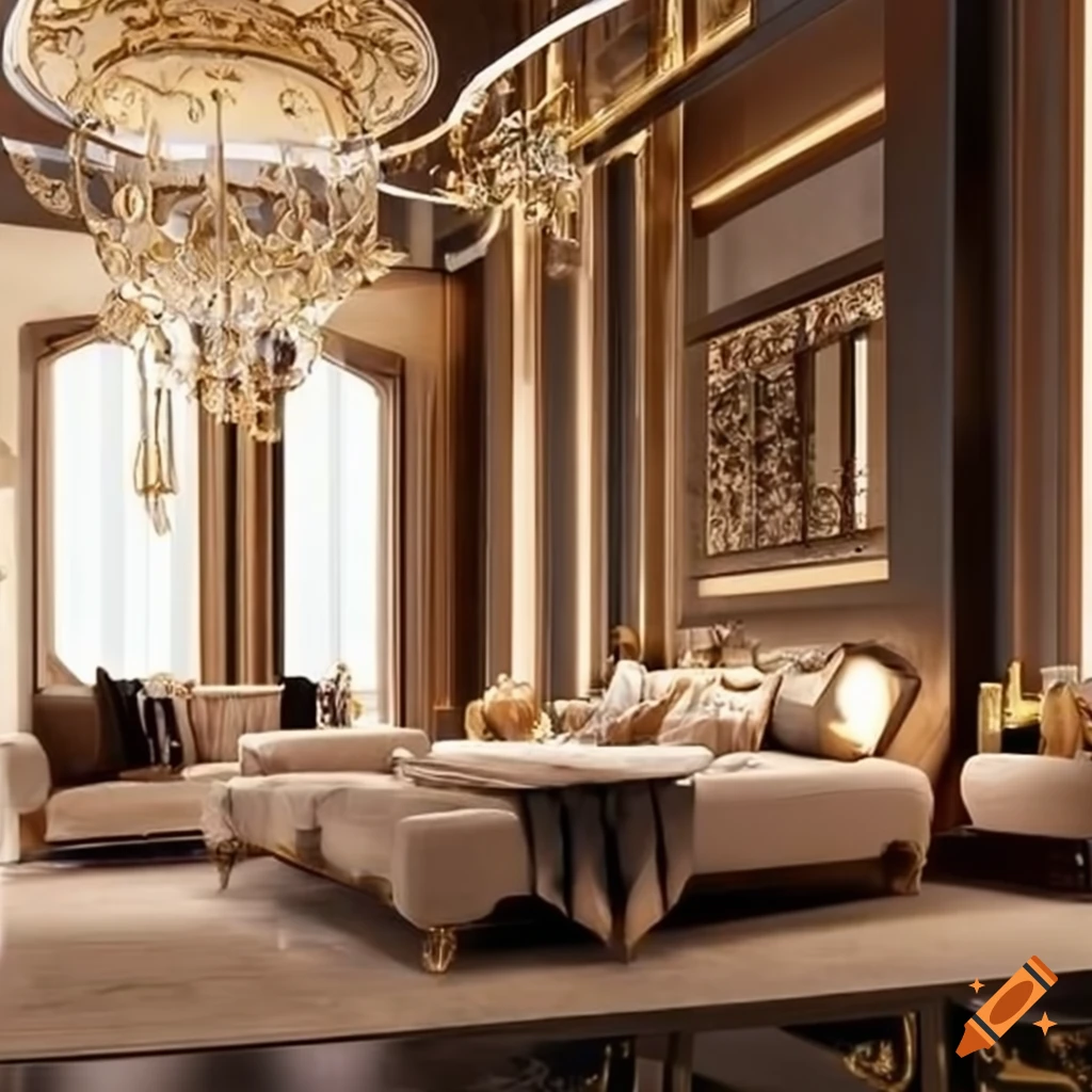 Modern Luxury Villa Interior Design In Dubai With Elegant Furniture On Craiyon