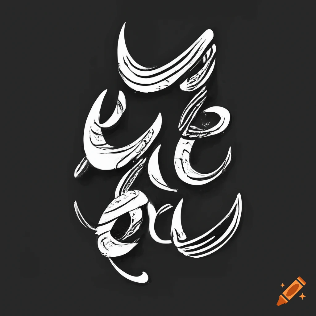 Block fill black and white calligraphic typographic lettering