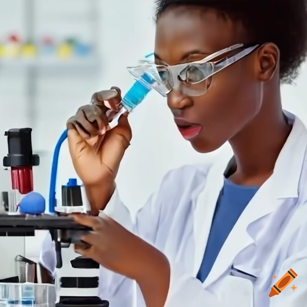 A full color high definition image depicting full drawn african students wearing white coats in