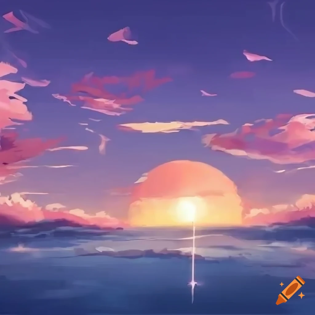 Illustration Cloudy Sky Anime Style Sunset Stock Illustration 2313158065 |  Shutterstock