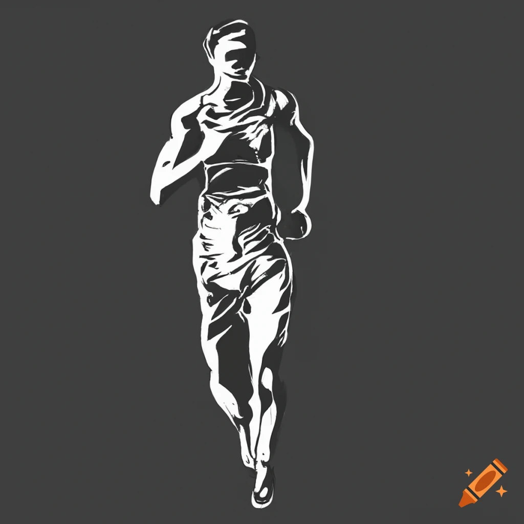 Vector Hand Drawn Active People Sketch Isolated On White Background. Running  Man Silhouette. Ink Drawing. Sportsman Figure. Human Jogging. Brush Stroke,  Contour Drawing. Artistic Sport Element. Stock Photo, Picture and Royalty  Free