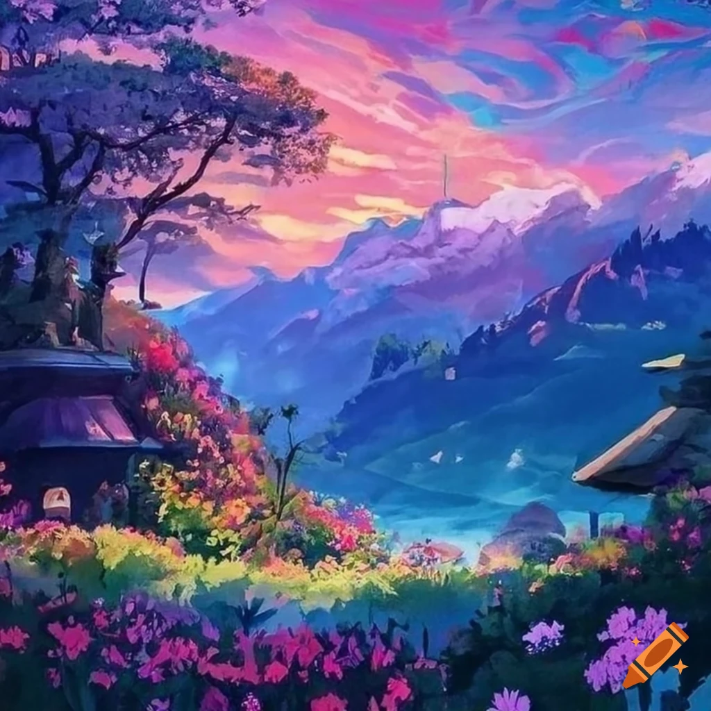 anime spring landscape