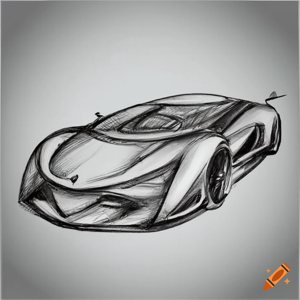 Premium Photo | A drawing of a sports car with a white background  generative ai