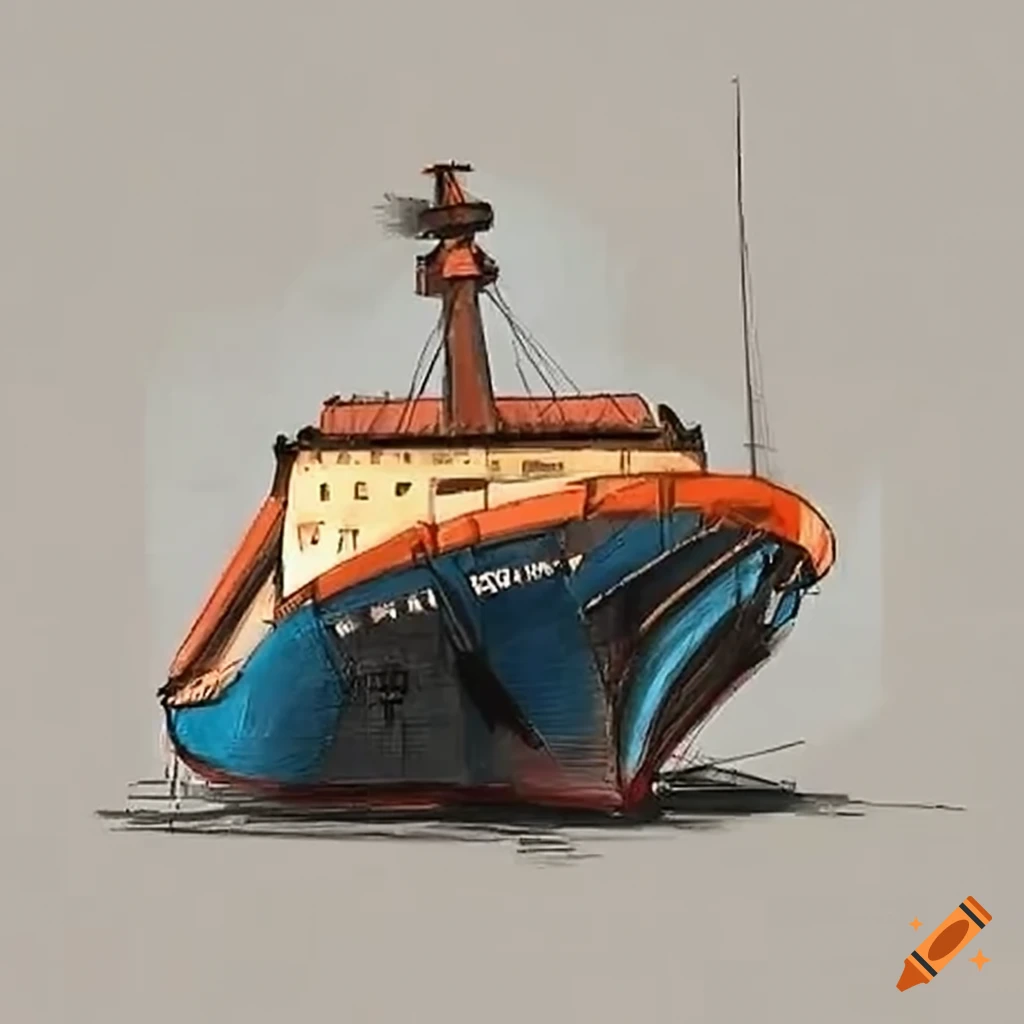 Cargo container ship sketch icon: Graphic #64171913