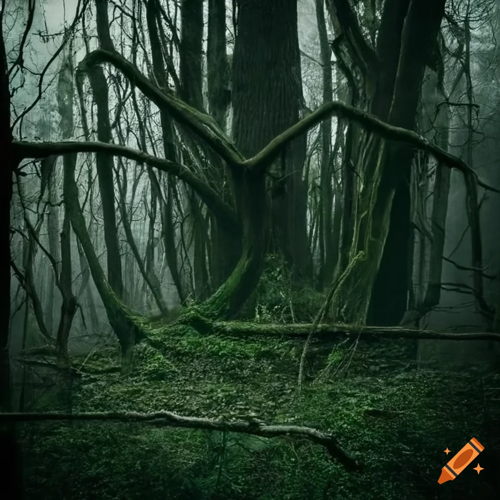 Image of a dark and mysterious forest on Craiyon