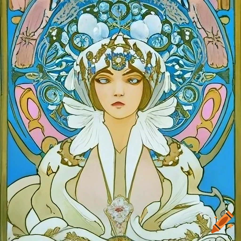 Fantasy, angel, pearls, pink tones, white wings on head covering face