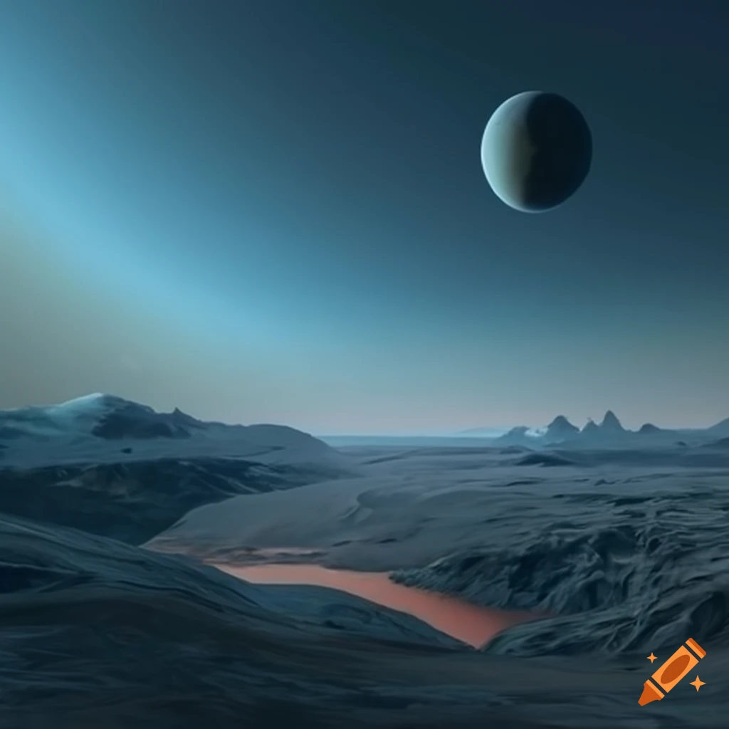 Landscape view of an alien planet on Craiyon