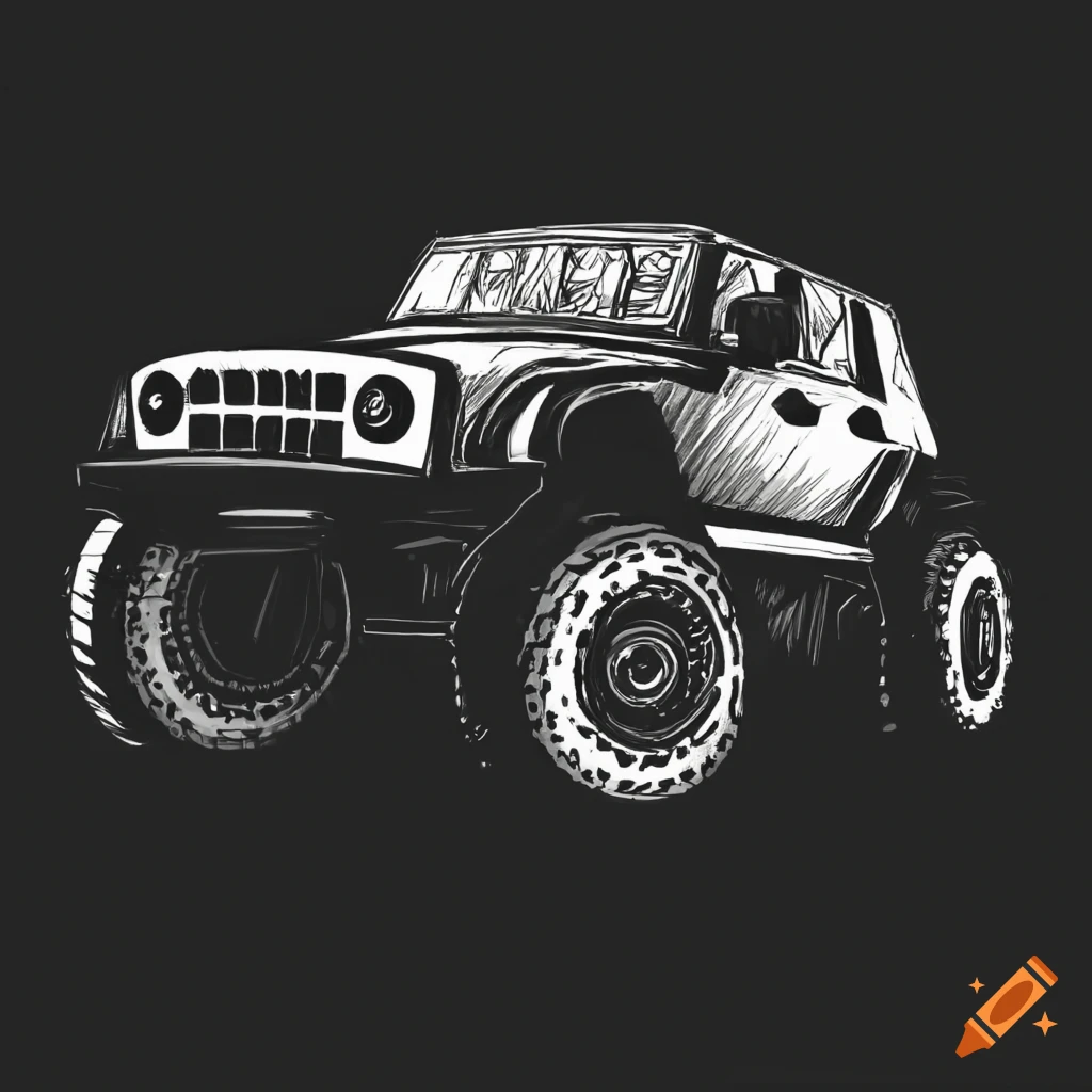 Offroad jeep vector drawing illustration. Good for t-shirt design or any  material printing vintage and retro lover. Stock Vector | Adobe Stock