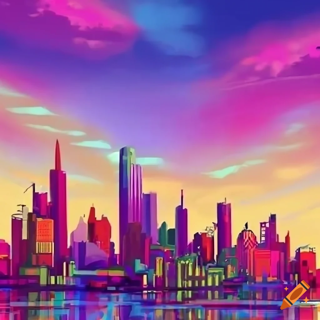 Meadow City Skyline Landscape anime style by blackroselover on DeviantArt