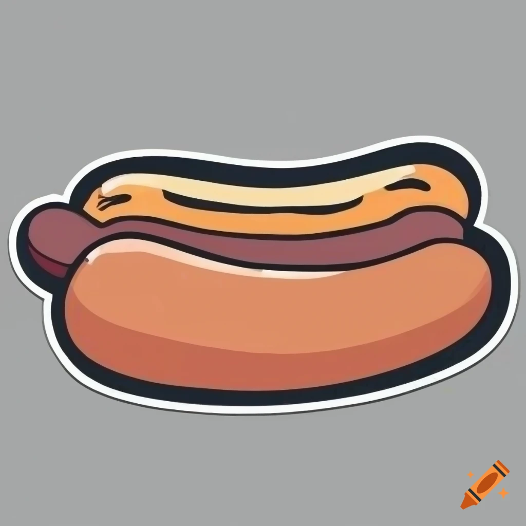 Vector, hot dog, cartoon style, simple sticker design