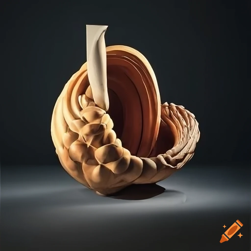 Cornucopia sculpture on aerial support with geometric feature