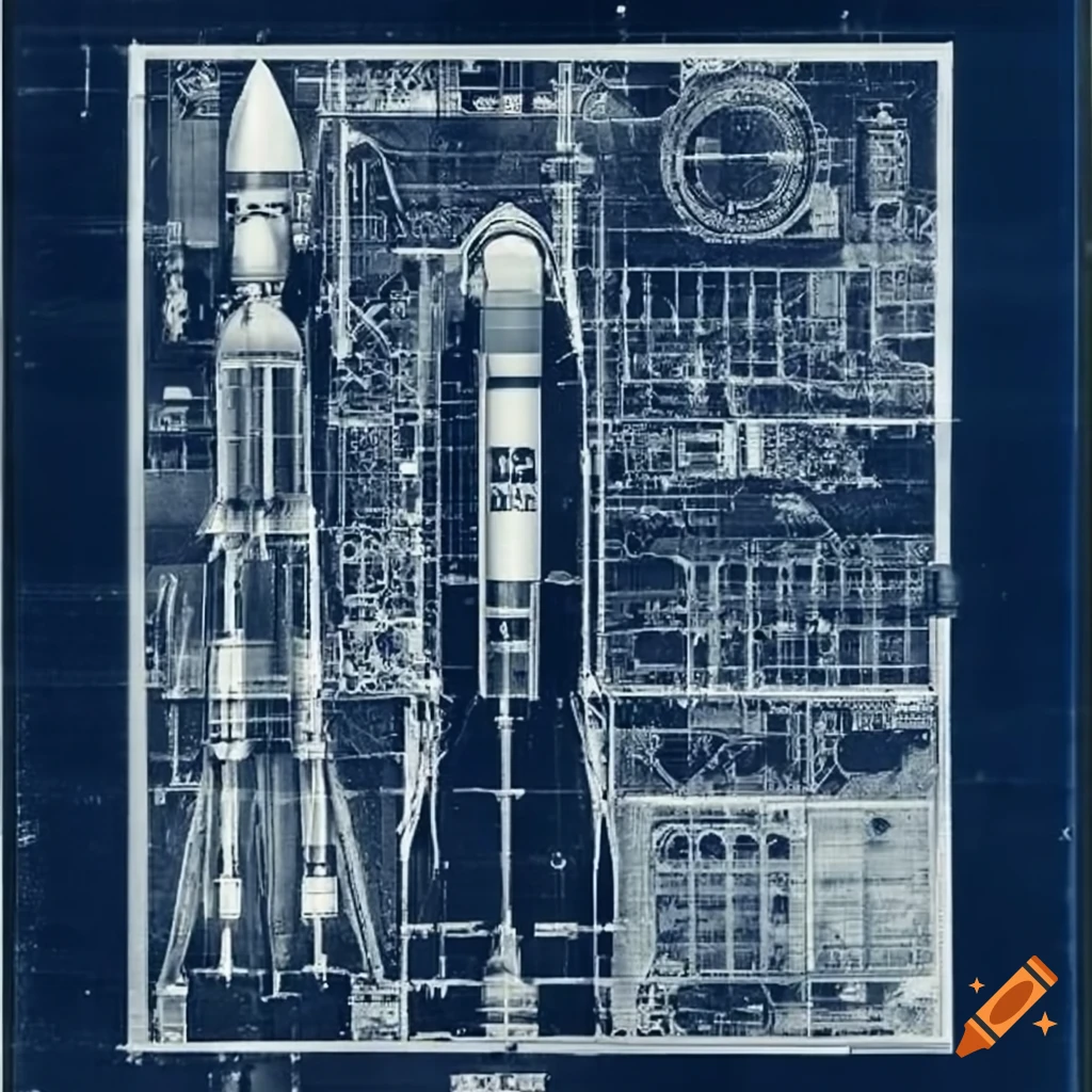 Detailed blueprint of a space rocket design