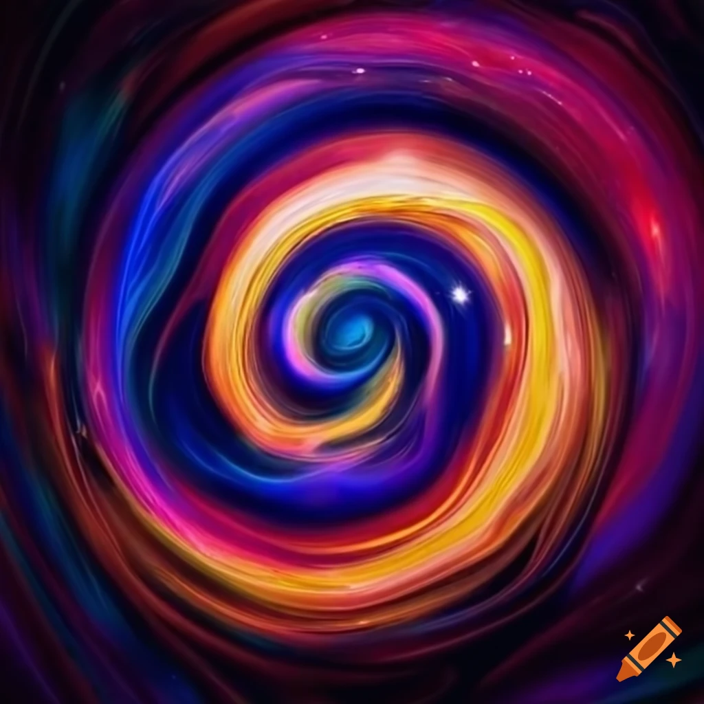 Colorful galaxy swirling in motion, abstract space art on Craiyon