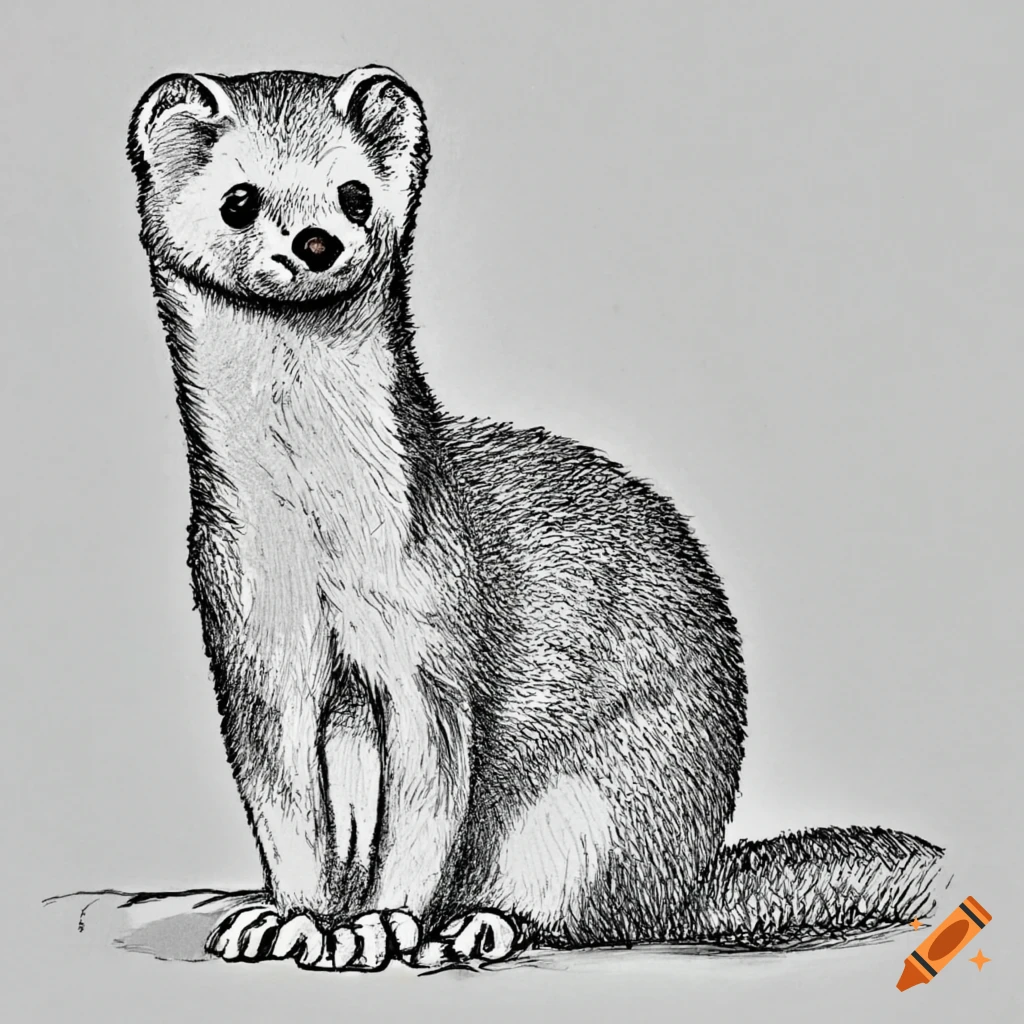 A simple and elegant drawing of a stoat in curled position