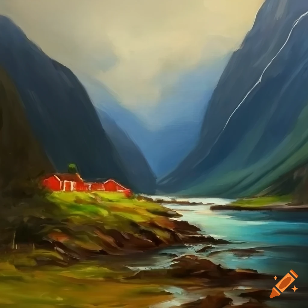 Oil painting of a remote part of norway on Craiyon