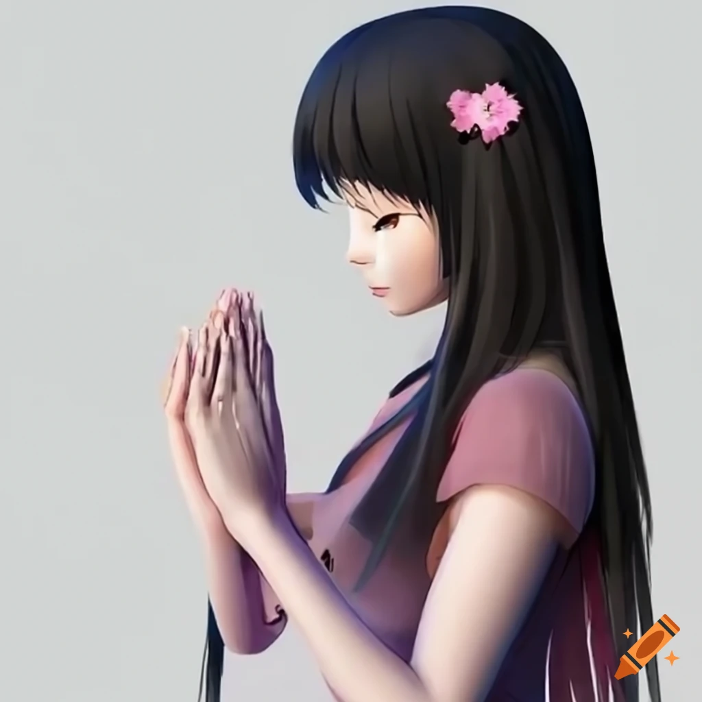 Anime girl praying on Craiyon