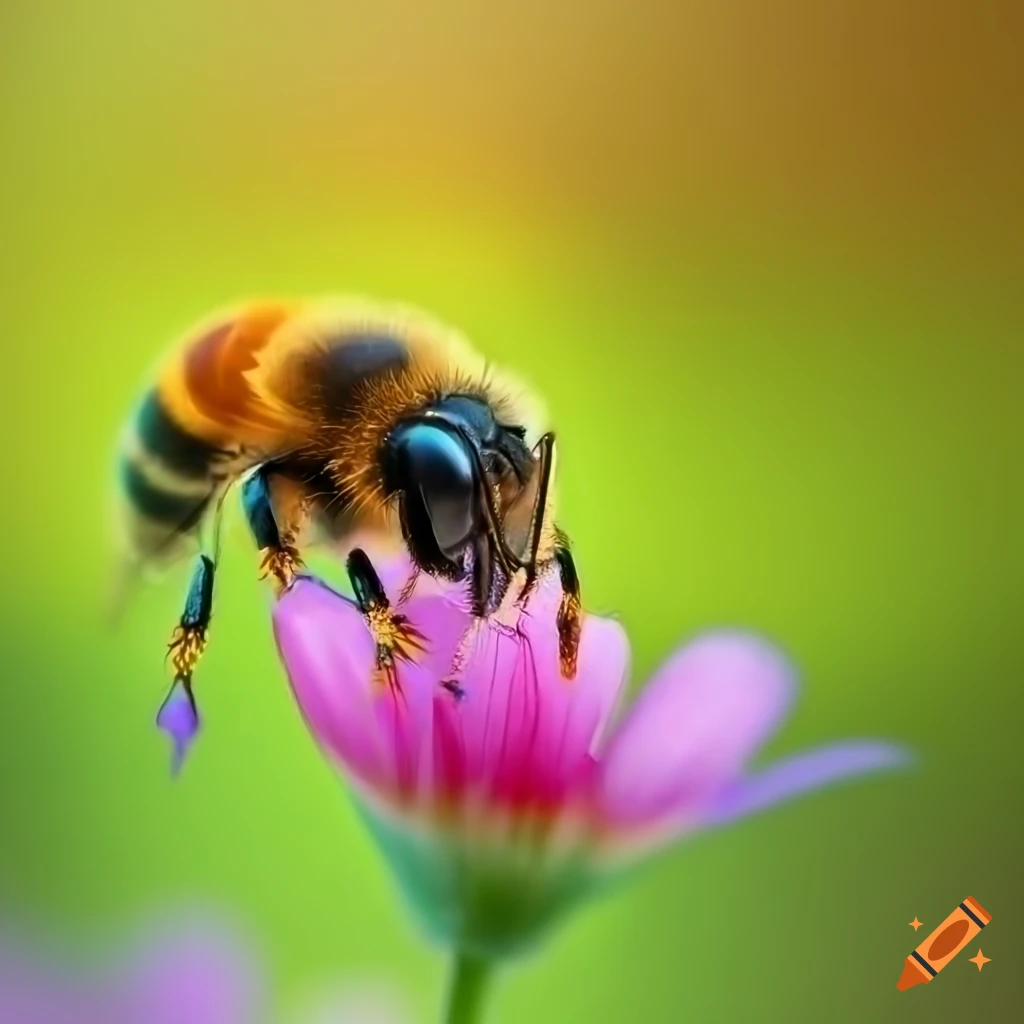 Vibrant color flower bee on top, 4k,high definition, realistic ...