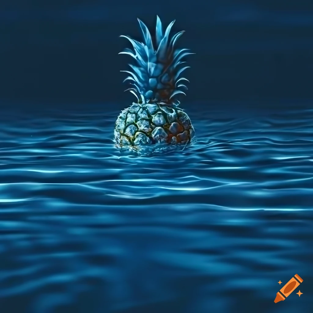 4k dark blue water ripples background with reflection of the celestial  pineapple on Craiyon