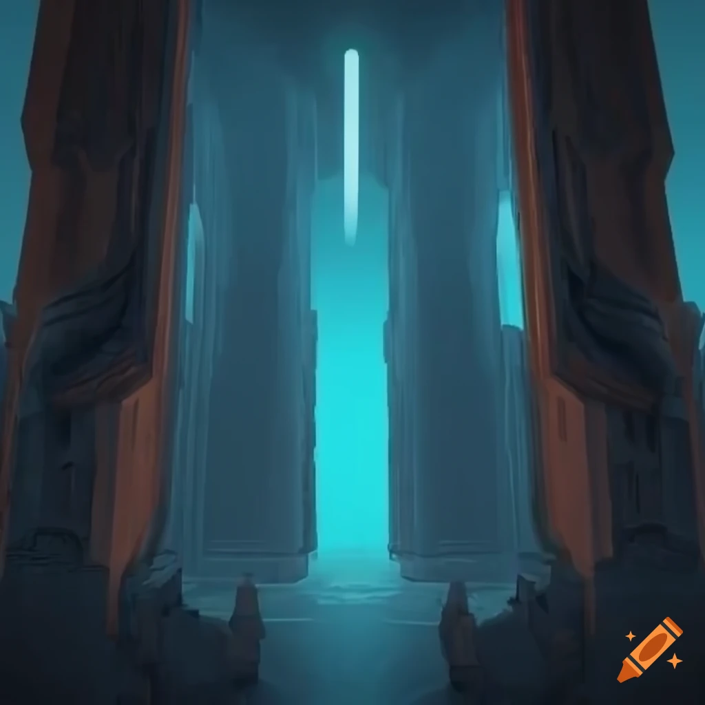 Pillars of creation in the style of portal 2