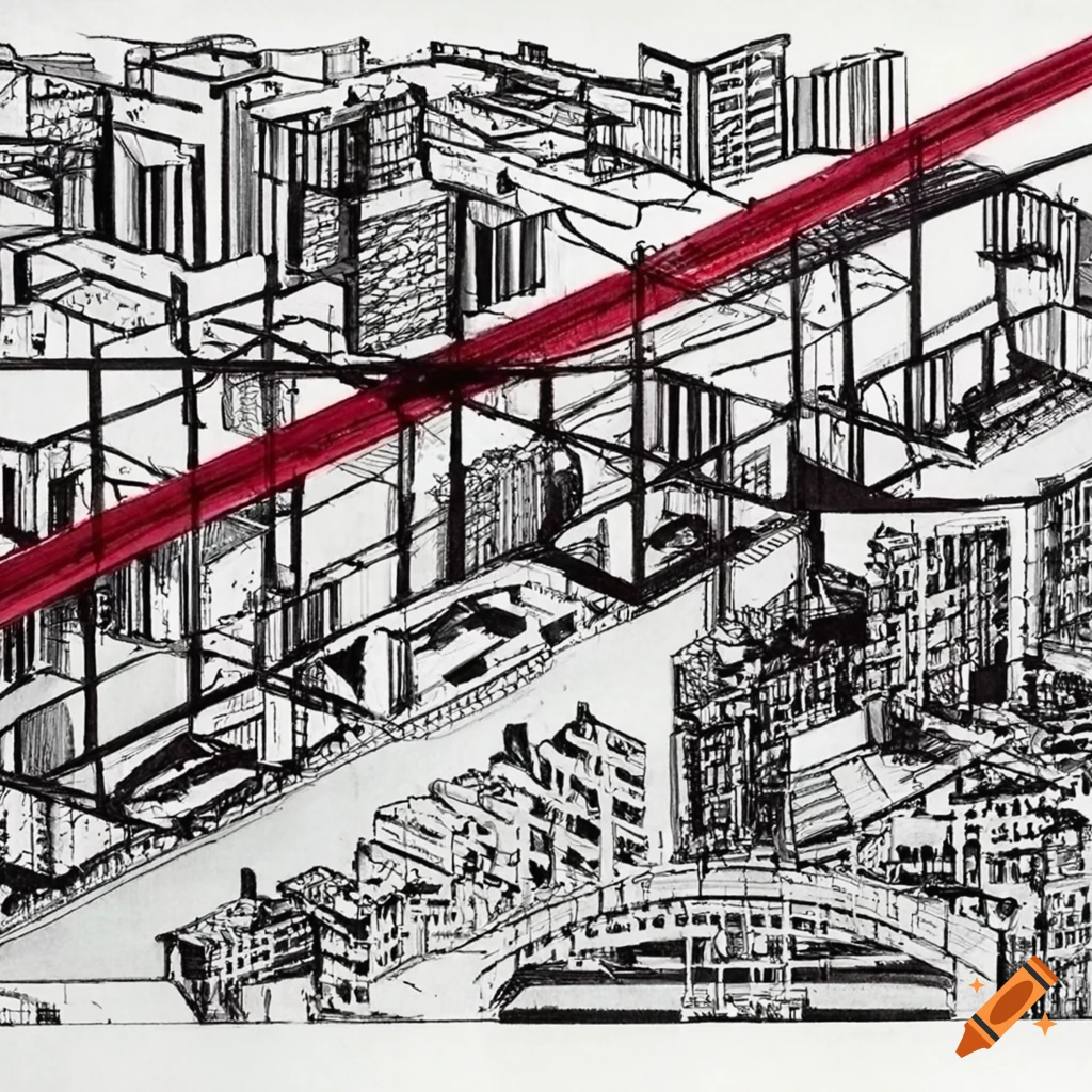 Bridge city by bernard tschumi diagrams on Craiyon