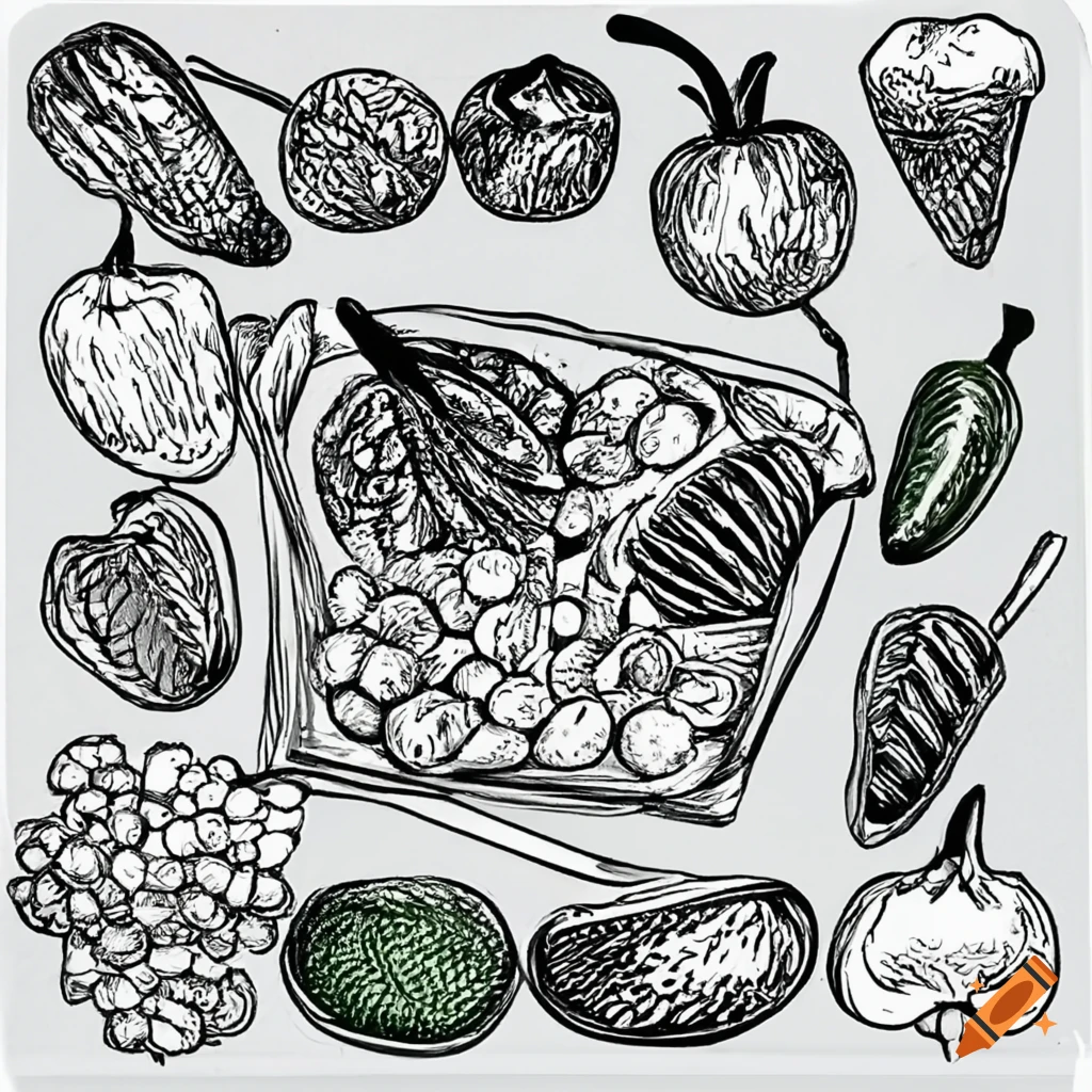A variety of vegetable doodles. | Vegetable drawing, Drawings, Illustration