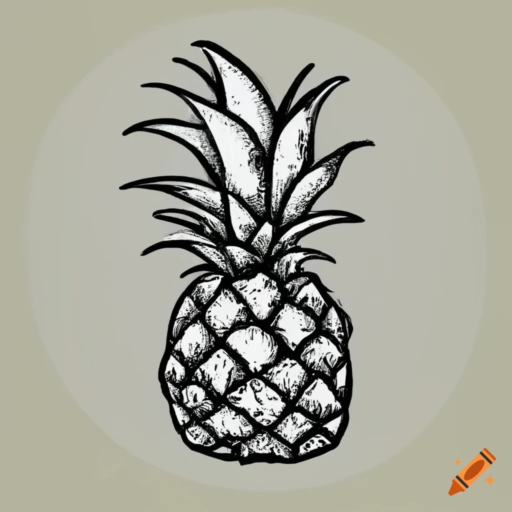 drawing of pineapple – Line art illustrations